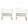 Table de nuit moderne Dumbo 20\" a cannelures en blanc (1 tiroir) - Lot de 2