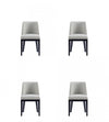Chaise de salle a manger moderne Gansevoort en bois et cuir vegetalien gris pierre - Lot de 4