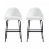 Tabouret de bar moderne en metal et tissu Gracie, blanc et noir - Lot de 2