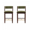 Tabouret de comptoir moderne en bois Patricia avec assise rembourree, vert tortue - Lot de 2