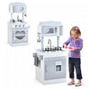 Jeu De Cuisine Pour Enfants Double-face, Ensemble De Jeu De Role 2-en-1 Avec Accessoires, Cuisiniere Et Evier, Distributeur De Glace, Jeu De Cuisine En Bois Pour Role-play, Pour Garcons Et Filles De 3 Ans Et Plus, Blanc