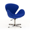 Chaise pivotante réglable Raspberry de Manhattan Comfort en chrome poli et en mélange de laine - bleue