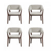 Fauteuil Blake moderne en faux mohair avec accoudoirs en bois, coloris grege - Lot de 4