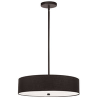 Luminaire suspendu Everly de Dainolite avec abat-jour noir, fini noir mat et 4 ampoules