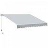 Outsunny 11.8x8.2pi Auvent De Terrasse Retractable Manuel Resistant A L'eau Pare-soleil Exterieur Pont Fenetre Porte Auvent Abri Gris