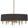 Lustre horizontal Langford de Dainolite avec abat-jour noir, fini bronze rétro et 8 ampoules