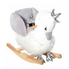 Qaba Cheval A Bascule Cygne En Bois Pour Bebe, Chaise A Bascule En Peluche Avec Sons, Base En Bois Pour Bebes 18-36 Mois, Blanc Et Gris