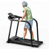Tapis Roulant A Pied Costway 2.5 Hp Avec Longues Barres De Main Pour Personnes Agees Capteurs D'impulsion Affichage Led