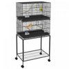 Double Cage A Oiseaux Empilable Sur Roulettes Avec Support