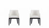 Fauteuil en bois moderne Gansevoort en cuir vegetalien ivoire - Lot de 2
