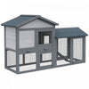 Pawhut Clapier En Bois Pour Lapin Cage De Lapin D'arriere-cour Pour Petits Animaux Toit En Asphalte Avec Rampe Et Enclos Exterieur Gris Fonce