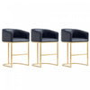 Tabouret de comptoir rembourre en metal noir style mid-century modern Louvre - Lot de 3