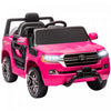 Qaba Voiture Electrique 12 V Pour Enfants, Voiture Pour Enfants Sous Licence Toyota Land Cruiser Avec Telecommande, Suspension A Ressorts, Lumiere Led, Musique, Klaxon, Rose