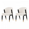 Chaise de salle a manger moderne Ola en bois et chenille creme - Lot de 2