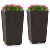 Costway 2pcs Outdoor Wicker Flower Pot 22,5 \"planters Hauts Avec Cafe Trou De Drainage