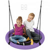 Balancelle Qaba pour enfants, siege rond de 100 cm avec cordes reglables en hauteur, pour exterieur, jardin, violet