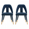 Chaise de salle a manger moderne Neda en velours bleu nuit - Lot de 2