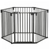 Pawhut Barriere De Securite Pour Animaux Domestiques, Parc A 6 Panneaux, Cheminee, Arbre De Noel, Cloture En Acier, Barriere D'escalier, Separateur De Piece, Fermeture Automatique, Verrouillage, Noir
