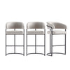 Tabouret de bar moderne Augusta en metal et tissu gris clair - Lot de 3