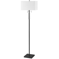 Lampe à pied Fernanda de Dainolite avec abat-jour blanc, fini noir mat et 2 ampoule