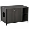 Pawhut Maison De Toilette Pour Chat Grand Espace De Rangement 2 Placards Avec 2 Compartiments Porte Magnetique Pieds En Acier Panneau De Particules 32.75\" X 20\" X 21.75\" Noir
