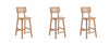 Tabouret de comptoir en bois a dossier cannage style industriel chic Versailles, naturel - Lot de 3