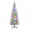 HOMCOM Sapin de Noel 6 pieds givre avec lumiere LED bicolore, forme crayon