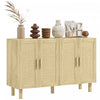HOMCOM Buffet Boho avec 4 portes en rotin, naturel