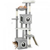 Tour a chat PawHut, arbre a chat de 43 cm avec griffoir en jute, centre d'activites pour chatons avec griffoir incurve, balle suspendue avec clochette, gris