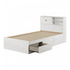 Hazen Ensemble Lit Matelot 3 Tiroirs Et Tete De Lit Bibliotheque Pin Blanc, De Meubles South Shore