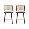 Tabouret de bar moderne en bois et tissu creme Evalyn - Lot de 2