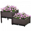 Outsunny Lot De 2 Jardinieres Sur Pieds Carre Potager 2 Etages Insert D'irrigation Inclus Plastique Brun