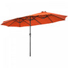 Costway Parasol double face 15FT a manivelle pour patio Jardin marche protection solaire Orange
