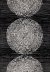 Tapis Florence noir, gris et blanc a motif d'anneaux d'arbre, 7'9\" x 10'6\"