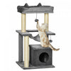 Pawhut Arbre A Chat Arbre A Grimper Griffoir Pour Chat Plusieurs Niveaux Avec Poteau A Gratter Hamac 2 Balles Suspendues Hauteur 39.25\" Gris