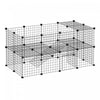 Cage Parc Enclos Pour Animaux Domestiques L 146 X L 73 X H 73 Cm Modulable 2 Niveaux 36 Panneaux Bords Arrondis Fil Metallique Noir