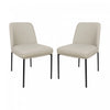 Chaise laterale contemporaine Loft en cuir vegetalien et metal, gris pierre - Lot de 2