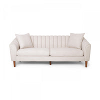 Sofa De Format Condo Taylor De 84,5 Po, Tissu aspect lin, Pattes En Bois - Beige Blanc