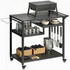 Outsunny Meuble a Barbecue Exterieur, Table pour Four a Pizza a Trois Etageres, Noir