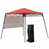 Tente De Jardin Pliable Outsunny De 7 Pi X 7 Pi Avec Sac A Dos Et Auvent De Fete En Plein Air, Rouge Et Noir