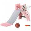 Qaba Toboggan 2 En 1 Pour Interieur, Toboggan Pour Enfants Facile A Installer Pour Tout-petits De 18 A 36 Mois, Toboggan Pour Bebe Avec Panier De Basket, Rose