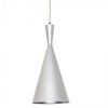 Luminaire suspendu Helsinki de Dainolite en forme de cône, avec intérieur à motif de galets argentés, fini blanc mat et 1 ampoule