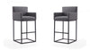 Tabouret de bar rembourre en metal gris style mid-century modern Ambassador - Lot de 2