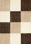 Tapis Fairmont a carreaux brun beige blanc, 6'7'' x 9'6''