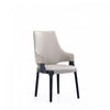 Chaise de salle a manger moderne en bois Kara avec revetement en tissu gris clair