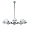 Lustre Sofia de Dainolite en verre blanc opale, avec fini noir mat et chromé poli et 8 ampoules