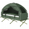 Tente-lit de camping 4-en-1 Outsunny, lit sureleve pour 1 personne avec matelas gonflable, sac de couchage et oreiller