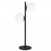 Lampe de table Folgar de Dainolite en verre blanc opale, avec fini noir mat et 2 ampoules