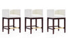 Tabouret de comptoir en bois rembourre ivoire style Mid-Century Modern Kingsley - Lot de 3