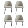 Chaise de salle a manger moderne Gracie en cuir vegetalien et metal, gris pierre et noir - Lot de 4